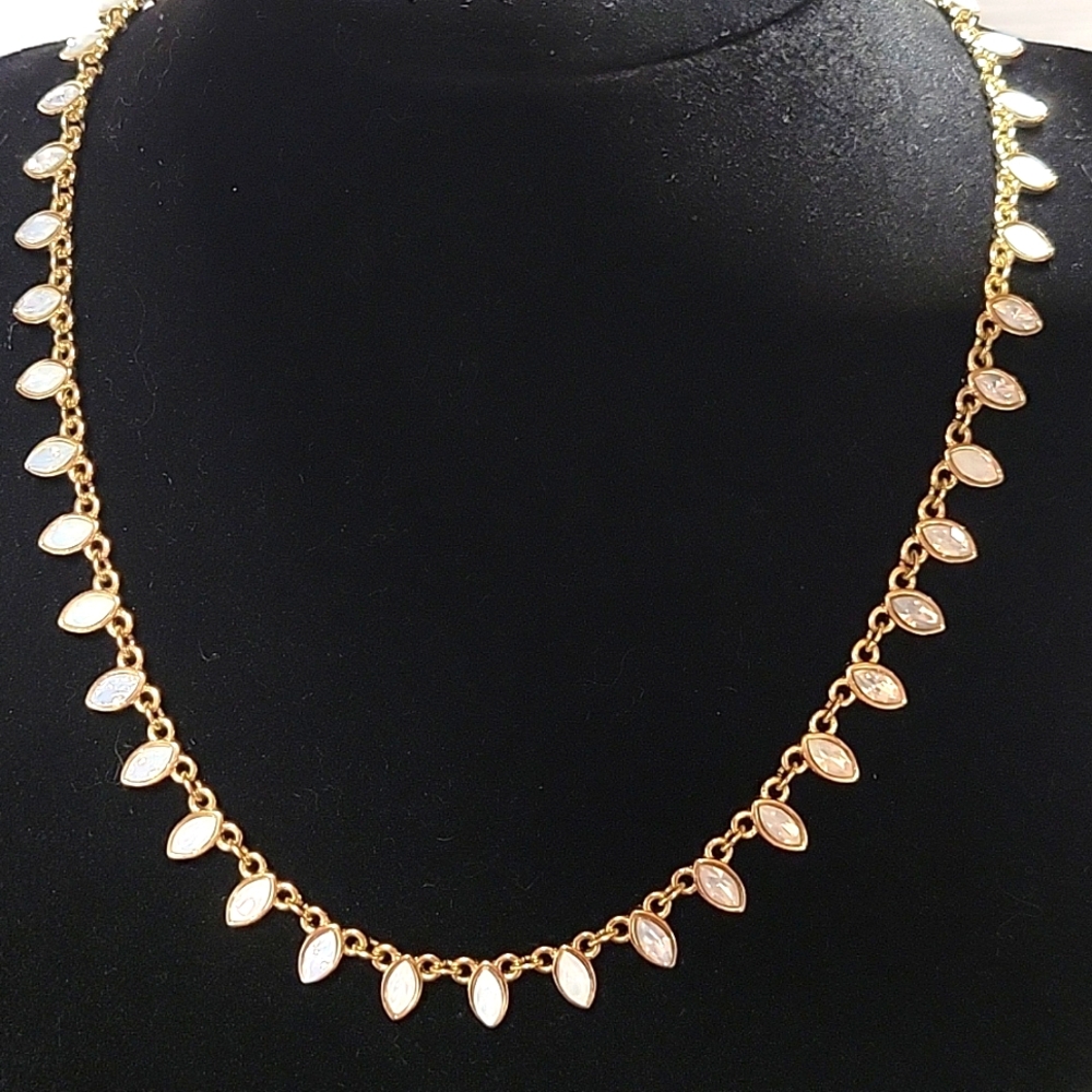 Loft Faux Gemstone necklace Gold Tone, Simulated Opals, Glass 15" To 17" C27
